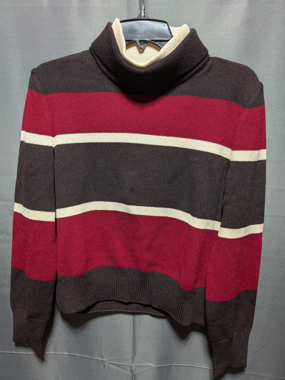 Vintage St. John Sport Wool Blend Striped Turtleneck Sweater Y2K Medium